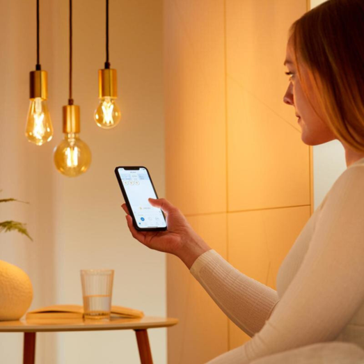 Philips Smart WiZ white LED pære E27 6,7W edison guld