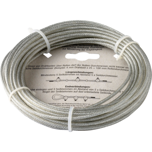 NKT stålwire 1,5/3 mm x 10 m elforz. PVC belagt