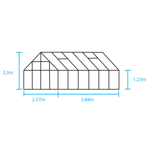 Halls Universal 128 drivhus sort med glas, inkl. sokkel 9,9 m²