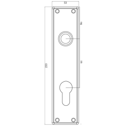 Jasa langskilt t/dråbecylinder 233x53x5 mm CC92 børstet rustfrit stål