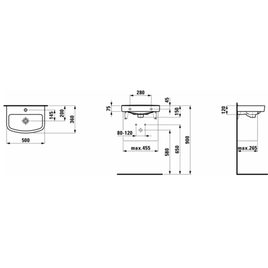 Laufen Kompas håndvask 390x178x520 mm hvid