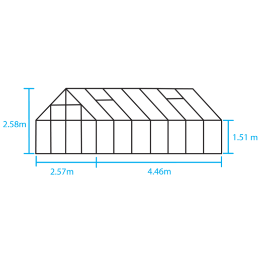 Halls Magnum 148 drivhus sort med hærdet glas, inkl. sokkel 11,5 m²