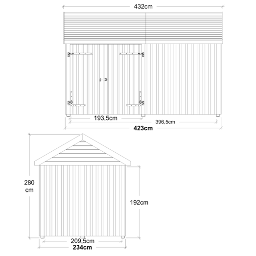 Plus Classic Multi Havehus 10 m²  2 moduler m/dobbeltdør og lukket front