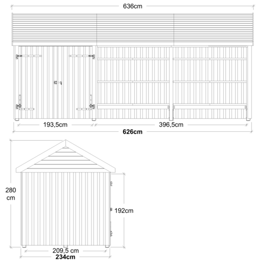 Plus Classic Multi Havehus 14,5 m²  3 moduler m/dobbeltdør og åben front