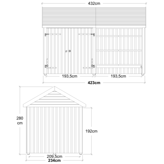 Plus Classic Multi Havehus 10 m²  2 moduler m/dobbeltdør og åben front