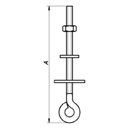 PN øjebolt M10x132 mm. elforzinket