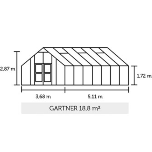 Juliana Gartner drivhus antracit og sort med hærdet glas 18,8 m²