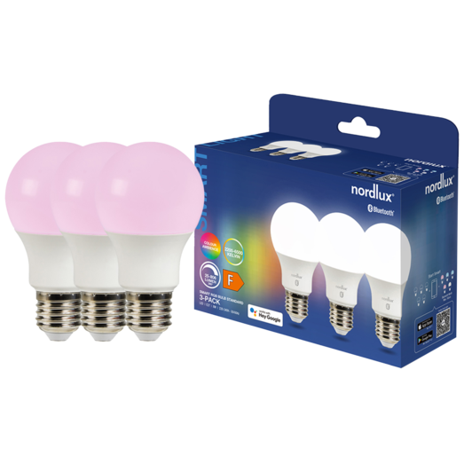 Nordlux smart pære colour LED E27 A60 8W RGB 3 pak