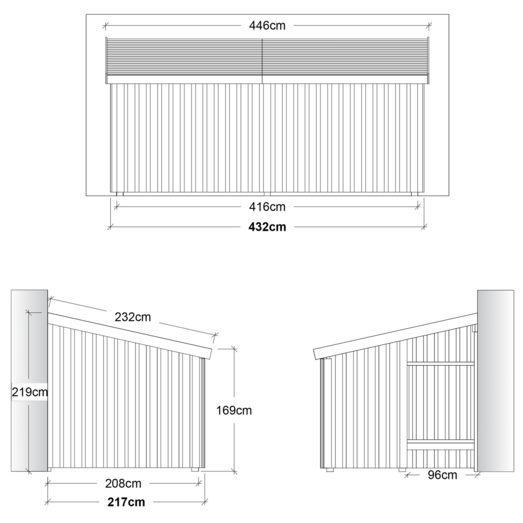 Plus Nordic Multi havehus vægmodel 9,5 m² med halvlukket front