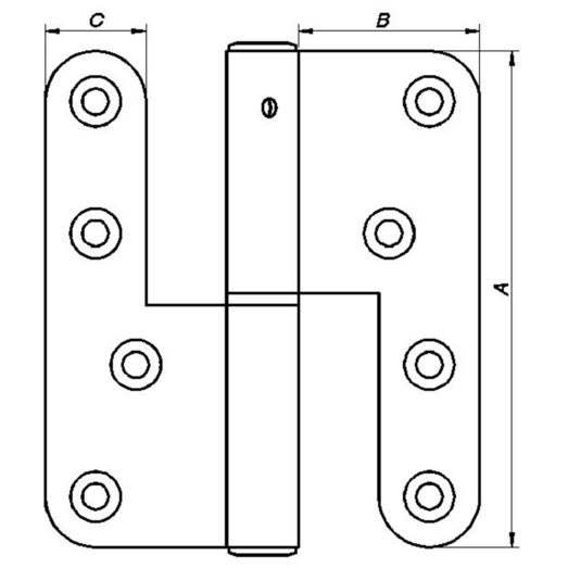 PN dørhængsel venstre 123x45 mm varmforz.