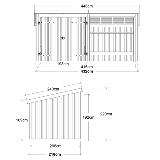 Plus Nordic Multi havehus 9,5 m² 2 moduler med dobbeltdør og åben front