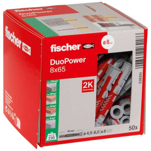 Fischer duopower 8x65 DIY 50 stk.