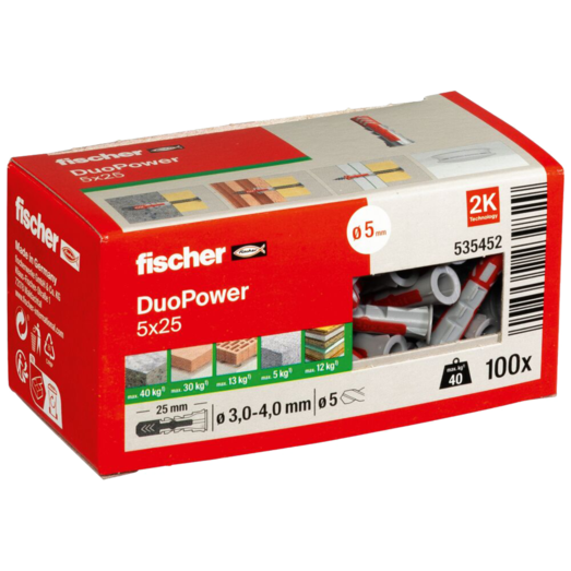 Fischer universaldybel duopower 5x25 DIY 100 stk