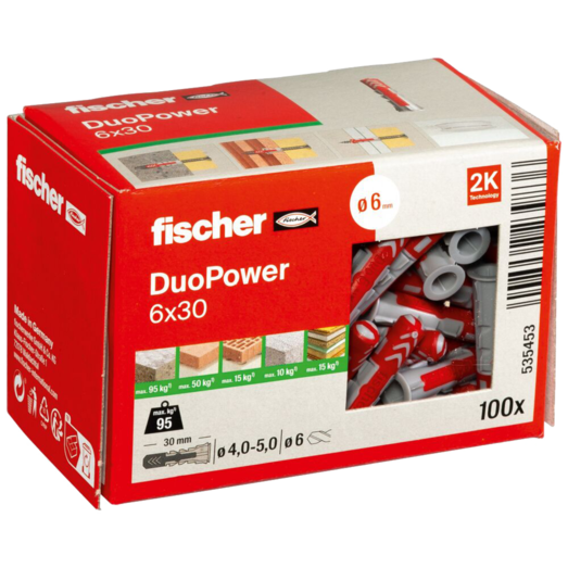 Fischer universaldybel duopower 6x30 DIY 100 stk