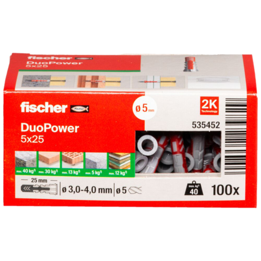 Fischer universaldybel duopower 5x25 DIY 100 stk