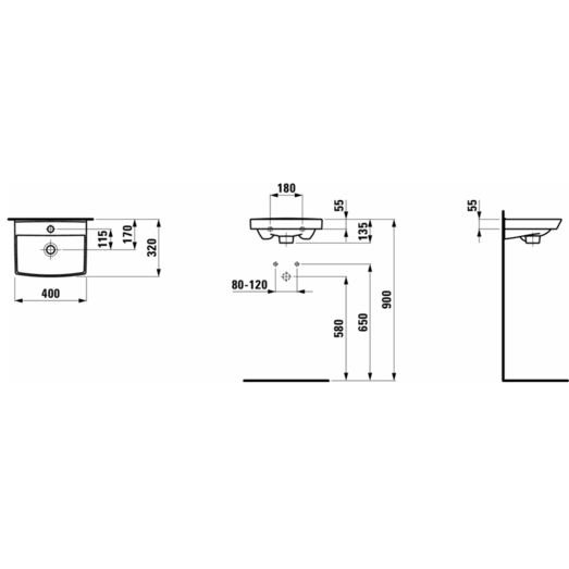 Laufen Pro N håndvask 320x135x400 hvid