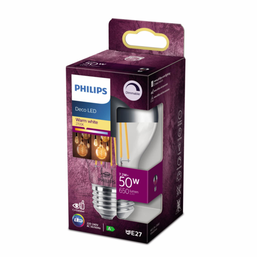 Philips Topforspejlet pære E27 50W standard klar 1 pack