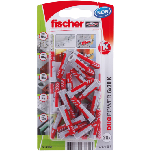 Fischer DuoPower universaldybel 6x30 mm 28 stk