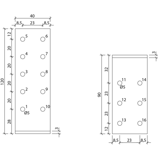 Paslode vinkelbeslag Type-1 40x90x3x120 mm 