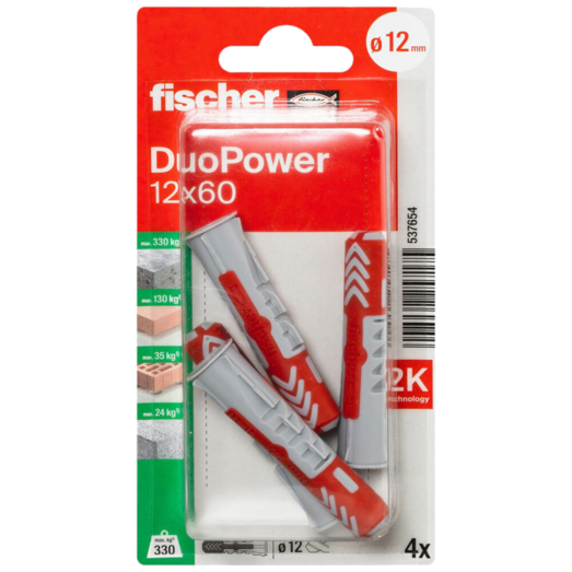 Fischer DuoPower universaldybel 12x60 mm 4 stk