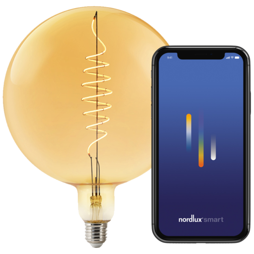 Nordlux smart pære LED E27 G200 4,7W ravfarvet