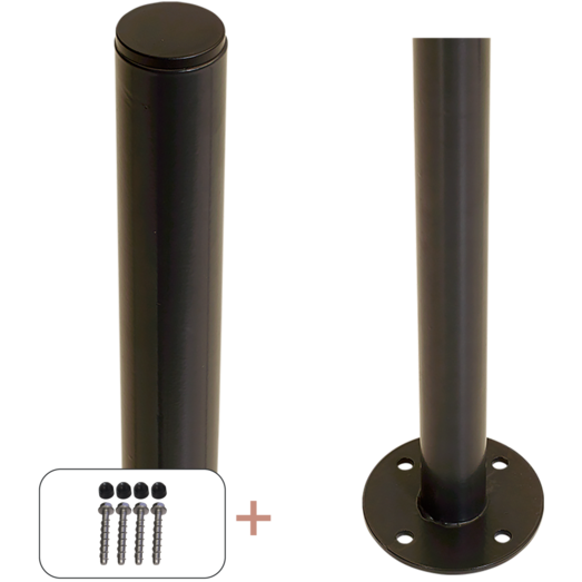 Plus Stålstolpe rund m/fod  Ø42,4 mmx96 cm  inkl. 1 stk. stolpeafdækning/bolte