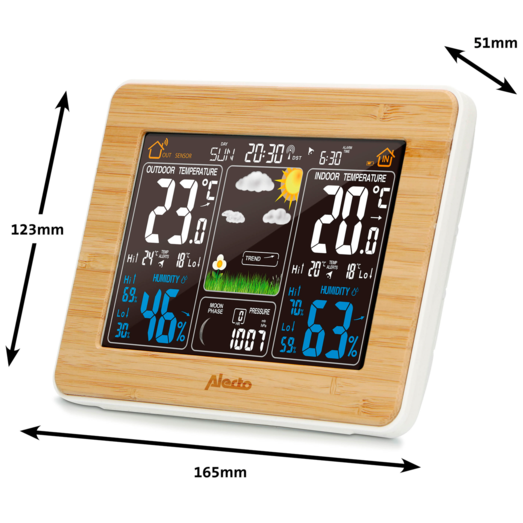 Alecto WS-150 vejrstation med trådløs sensor bambus