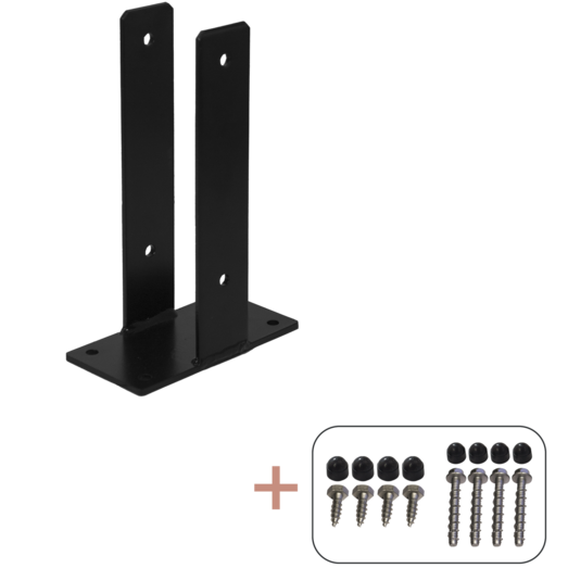 Plus Ustolpefod til fundament  9x9x30 cm  m/skruer sort