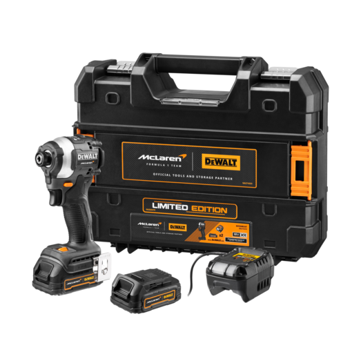 DeWALT DCF85ME2GT-QW 18V XR slagskruetrækker Mclaren edition 2x 1.7 Ah PS-batterier og lader