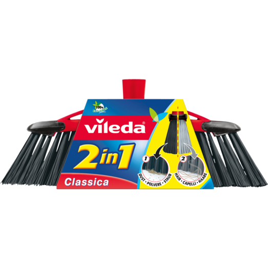 Vileda Classic 2in1 kost u/skaft sort/grå