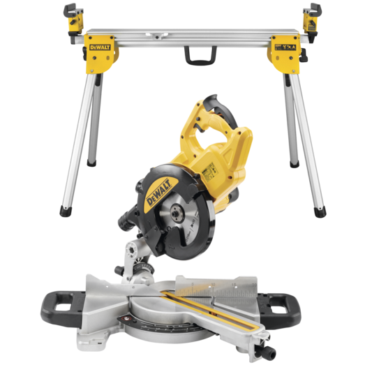 DeWALT DWS773 kap-/geringssav 1300 W Ø216 mm m/udtræk og arbejdsbord