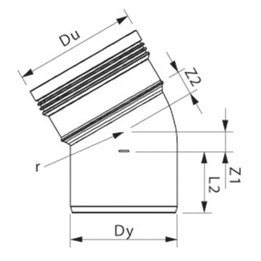 Wavin Wafix kloakrør PP rød bøjning 30° x 160 mm