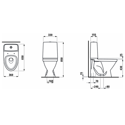 Laufen Rigo toilet m/skjult S-lås hvid