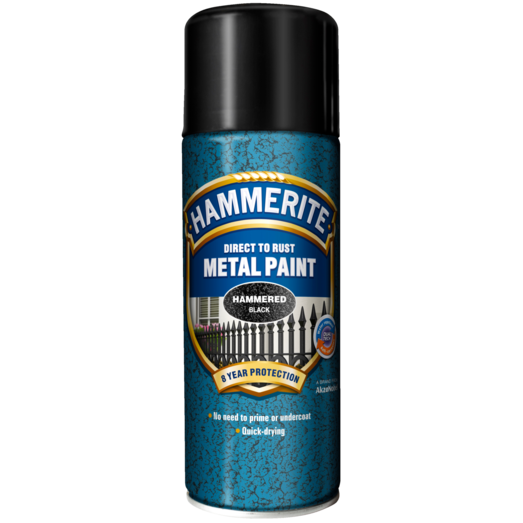 Hammerite effekt metalmaling spray sort