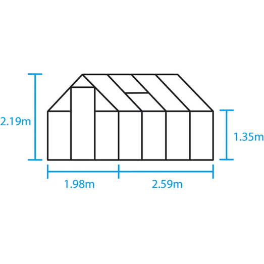 Halls Qube 68 drivhus sort med hærdet glas 5,1 m²