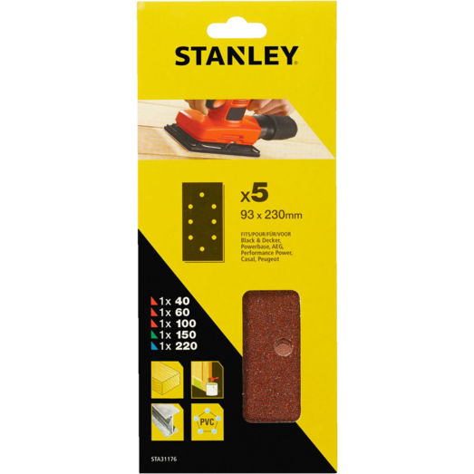 Stanley White Alox slibeark 93x230 mm 5 stk ass.