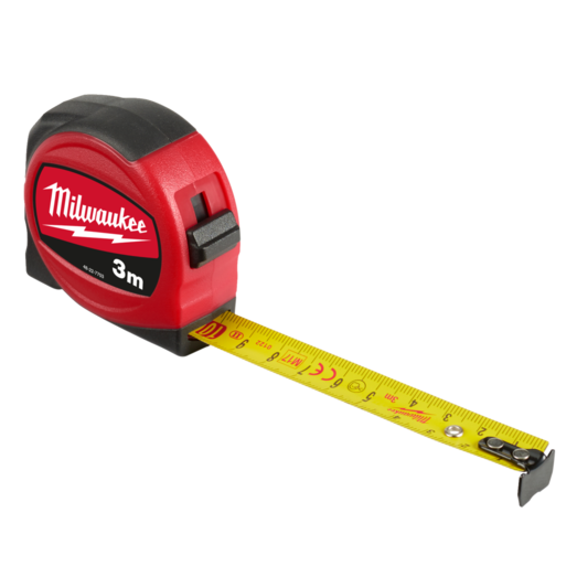 Milwaukee S3/16 mm slimline målebånd 3 m