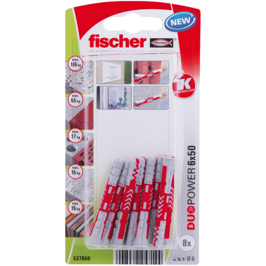 Fischer DuoPower universaldybel 6x50 mm 8 stk