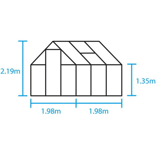 Halls Qube 66 minidrivhus sort med hærdet glas 3,9 m²