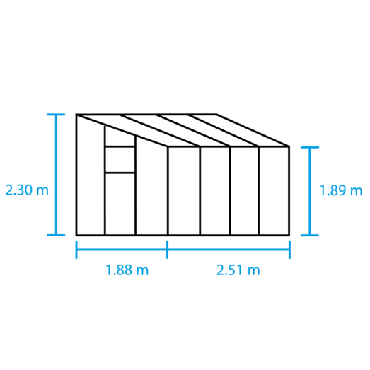 Halls Qube Lean-To 68 vægdrivhus sort med hærdet glas 4,7 m²