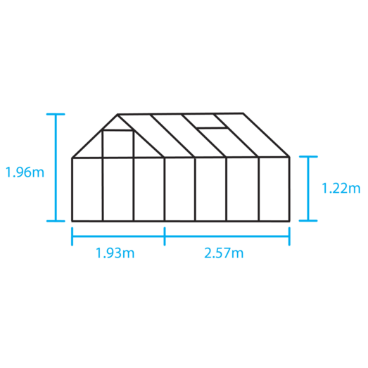 Halls Popular 86 drivhus sort med delt glas 5,0 m²