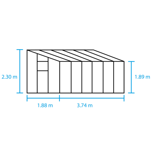 Halls Qube Lean-To 612 vægdrivhus sort med hærdet glas 7,1 m²