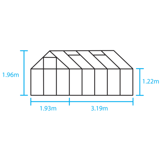 Halls Popular 106 drivhus sort med delt glas 6,2 m²