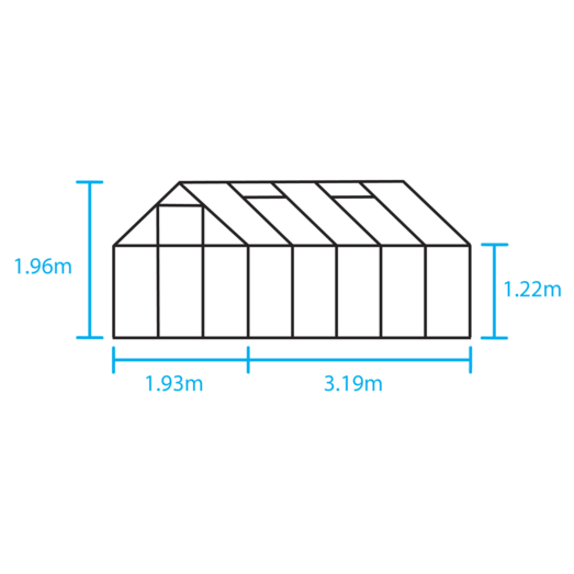 Halls Popular 106 drivhus sort med hærdet glas 6,2 m²