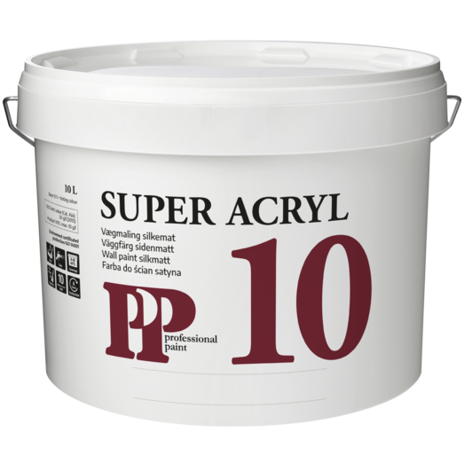 PP Vægmaling Super 10 Acryl hvid 9,1 L