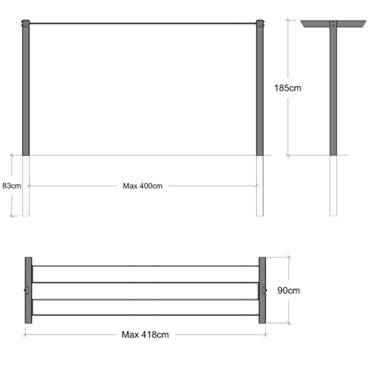 Plus classic tørrestativ 90x185x400 cm sort