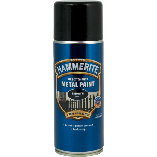 Hammerite glat-effekt metalmaling spray sort