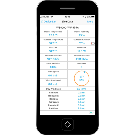 Alecto WS-5200 Professionel 6 i 1 WiFi vejrstsation med app og trådløs sensor sort