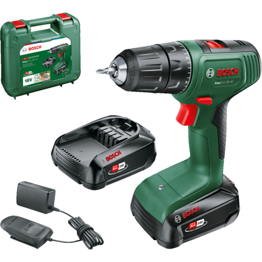 Bosch Easy Drill 18V-40 bore-/skruemaskine 2x2.0 Ah batteri og lader