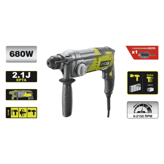 Ryobi RSDS680-K SDS+ bore-/mejselhammer 680W